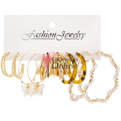 Cercei pentru dama moderni EARR47 Aurii Set de 5 perechi